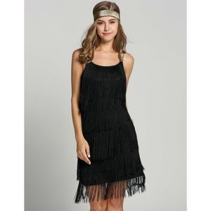 DressLink 1920s Fringe Flapper Belted Party Dress
